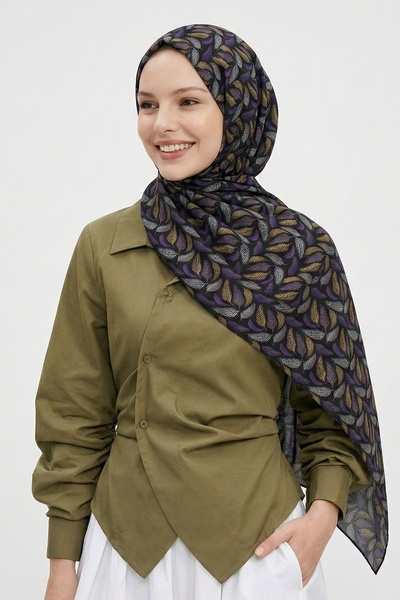 InStyle Шарф з м'якої бавовни з візерунком у вигляді пташиного пір'я