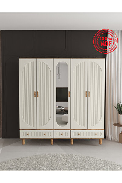 Teen & Bright SOHO 5 KAPAKLI ÇEKMECELİ GARDIROP - TAMAMI MDF