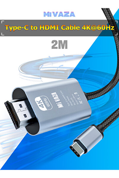 Mi VAZA كابل من النوع C إلى HDMI - يدعم دقة 4K - كابل شاشة HDMI 2.0 - طول 2 متر