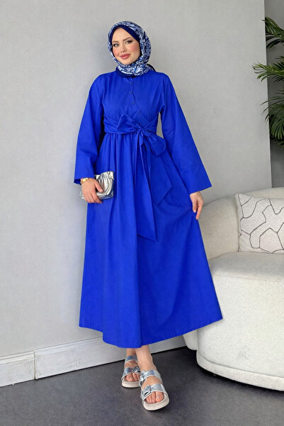 Swana Woman's side cross Tie-Detail dress - Cobalt blue