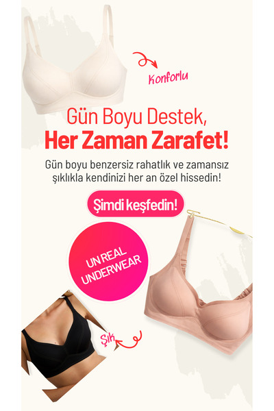 UN REAL Balensiz Çıkarabilir Pedli Dikişsiz Lazer Sütyen 2208-Gül Kurusu renk