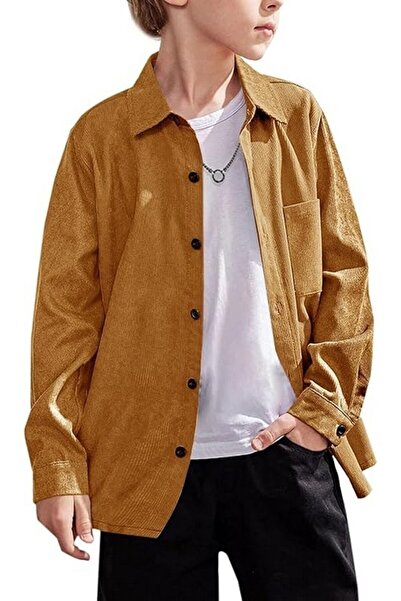 Karlywindow Camasa cu maneca lunga baieti, bej, marimea 7-8 ani,