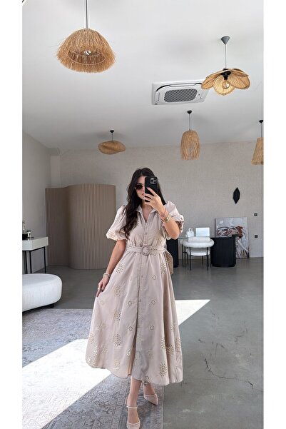 Buket Teke Φόρεμα Vizon Μπροντερί Premium Full Με φόδρα