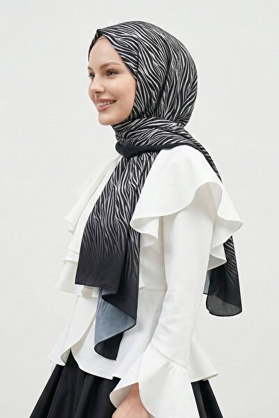 InStyle Сірий м'який бавовняний шарф із зебраним візерунком