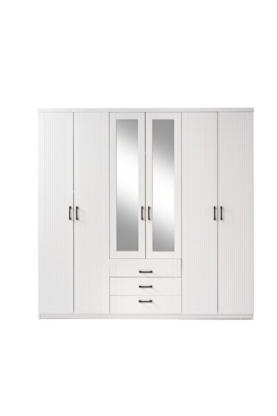 CMCHOME KARDELEN 6 KAPAKLI FULL MDF GARDIROP - BEYAZ