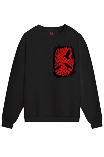 Rabona Fashion Red Raven Sweatshirt / Hoodie (Optional)