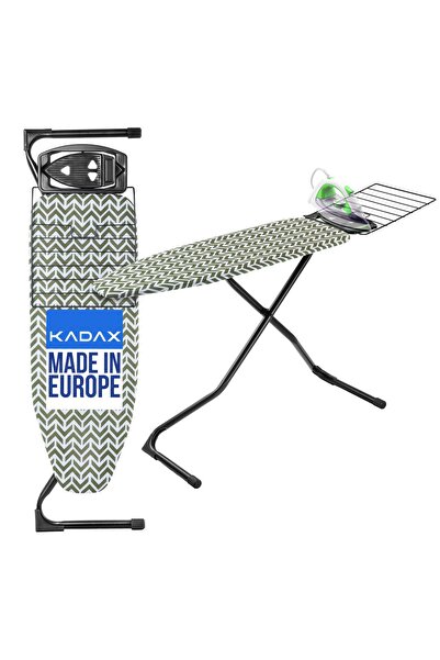 KADAX Ironing Board 120x42cm with Iron Holder, Wide Tabletop, Foldable Shelf