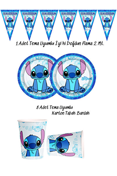 snowparty Stich Stitch Lilo and Stiç Plate Cup Pennant Birthday Decorations Set