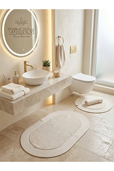 YÜNTEKS Rabbit Soft Wicker Decorative Toilet Set / Bath Mat / Modern / Stylis...