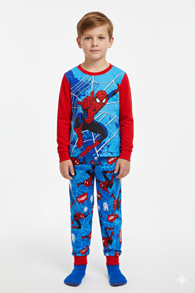 Bidani Boys Night Pajama Set – Long Sleeve, Blue & Red, 3–7 Years