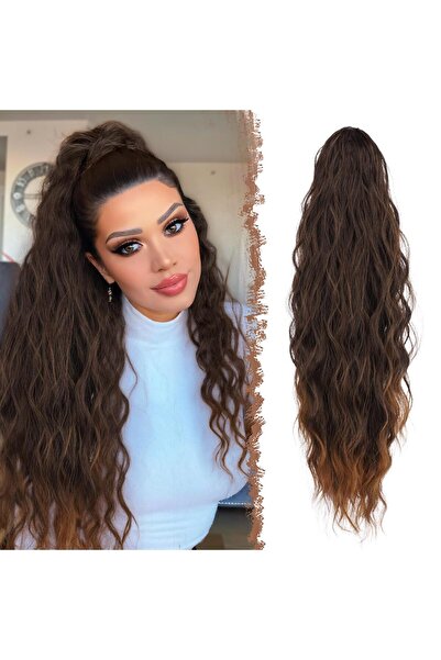 Feshfen Extensii de păr lungi cu coadă de cal împletită cu șnur extensii de p...