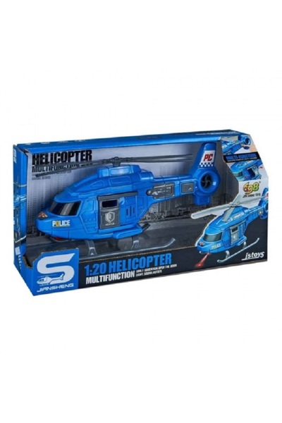 JS Toys Elicopter politie albastru cu sunete si lumini, 1:20, jstoys