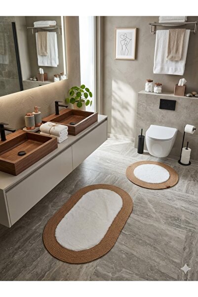 YÜNTEKS Rabbit Soft Wicker Decorative Toilet Set / Bath Mat / Modern / Stylis...