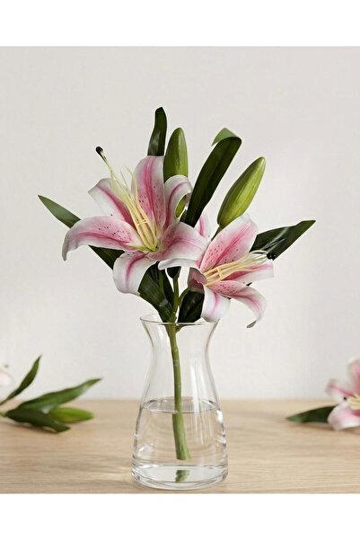 YASİMA Artificial Wet Pink Lily 1 Piece Home Vase Arrangement Women's Day