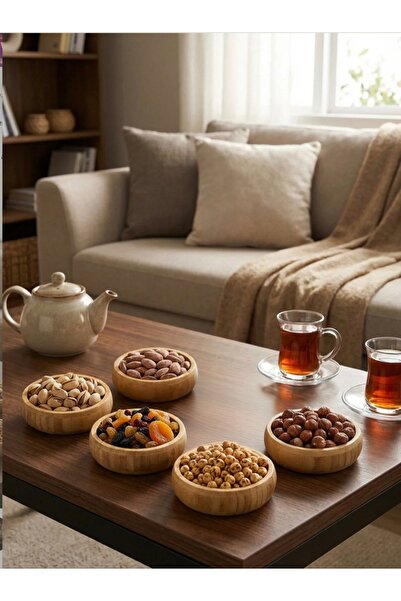 QesQin Natural Wooden Snack Bowl Set of 5 |   Breakfast & Snack Presentation ...