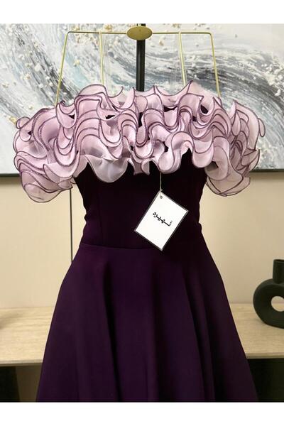 NUHAIRa فستان سهرة بنفسجي "أوف شولدر" بتصميم ملكي