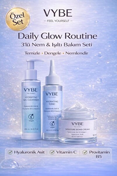 VYBE FEEL YOURSELF Yüz Temizleme Jeli 250 ml, Yüz Toniği 200 ml ve Nemlendiri...