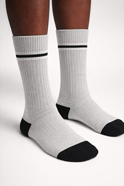 BONY SOCKS Muške čarape sa Prugasto utičnicama, svetlo sive