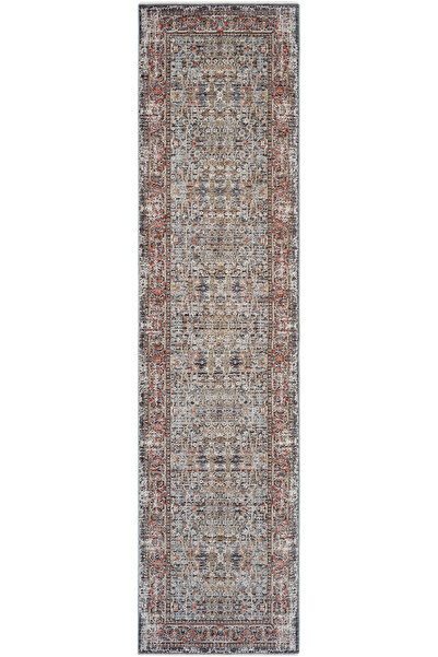 Cool Halı Hanedan Gri Klasik Etnik Desen Yolluk Vintage Modern Dokuma Eskitme...