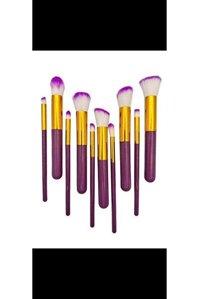 Rasa 10-Piece Professional Purple Makeup Brush Set - Gold Detailing