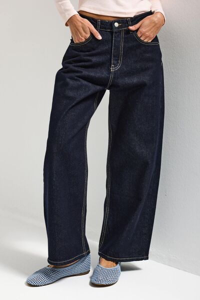 it's basic Ženske indigo selvedge 7s6-50 široke niskog struka, Tokyo 100% pam...