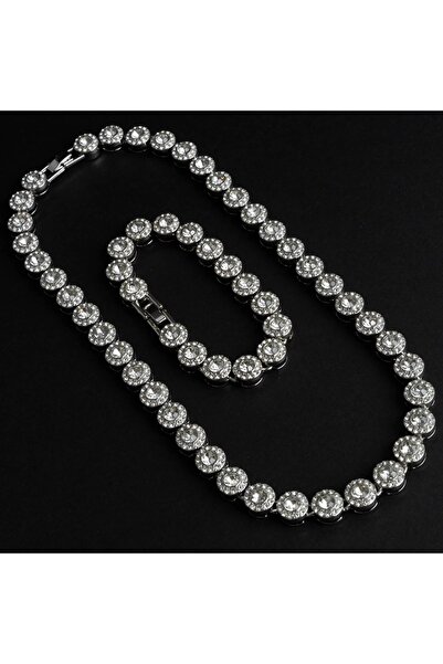 Casa Shop Set bijuterii colier + brățară cu zirconiu cubic placat cu aur alb ...