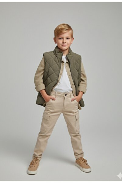 ecoo Αγορίστικο καπιτονέ γιλέκο, λινό παντελόνι, πουκάμισο μουσελίνας, μακρυμ...