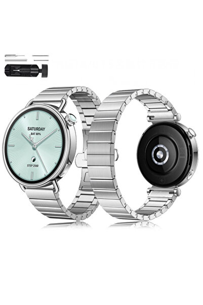 Sneezy Mi Watch S4 41mm İle Uyumlu Renk Detaylı 18mm Paslanmaz Çelik Metal Ko...