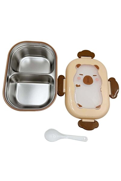 OEM Metallic Compartmentalized Lunch Box for Kids with Spoon and Lid