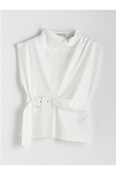 LC Waikiki Modanova Season Ecru Drapey Collared Women's Blouse