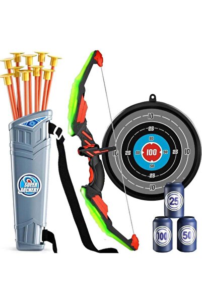Arabest Kids LED Archery Toy Set, Light-Up Bow with 10 Suction Arrows and Tar...