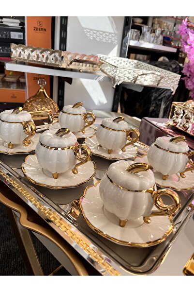 Lavin Balkabağı Formlu Lüks Kahve Fincan Takımı 4 lü