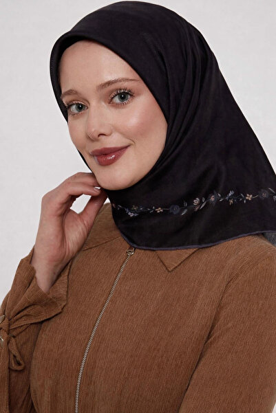 Bonjela وشاح ناعم بنمط زهور بسيط باللونين الأسود والرمادي