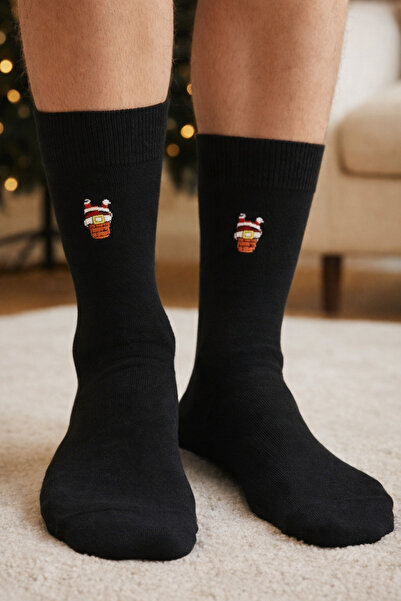 BONY SOCKS Muške božićne čarape sa likom Deda Mraza, smeđe