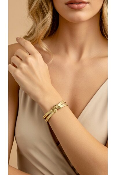 İNN JEWELLERY Steel Handcuff Bracelet That Does Not Tarnish with Hypoallergen...