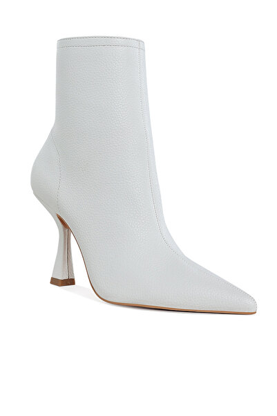 london Rag Women Pleather Pointed Toe Ankle Boots in White