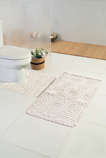 Moda Dekor Standart Wellen Krem 50x80-50x40cm 2'li Banyo Paspası | Kaydırmaz ...