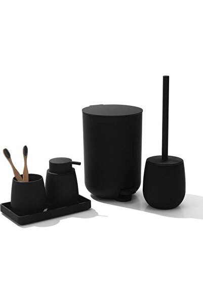 Arabest 5-Piece Bathroom Accessory Set, Mini Wastebasket with Toilet Brush an...