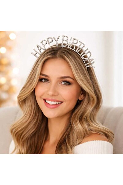 Happyewent Happy Birthday Written Silver Crown with Stones – Birthday Party C...