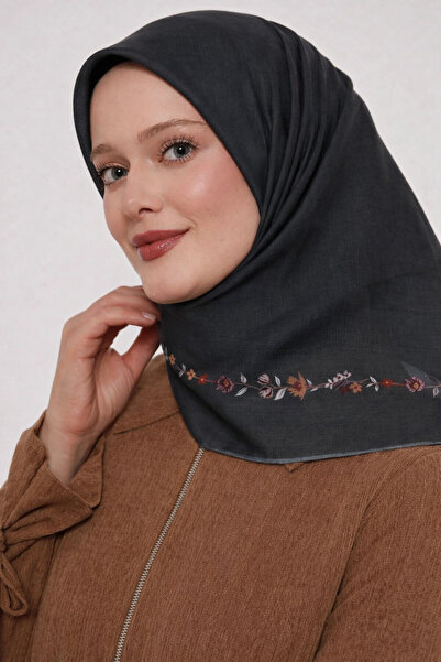 Bonjela وشاح ناعم بنمط زهور بسيط بلون أنثراسايت