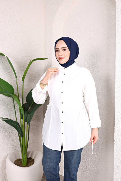 HİRA LİFE FASHİON Cămașă-tunică din țesătură căpșună, cu nasturi în față și ș...