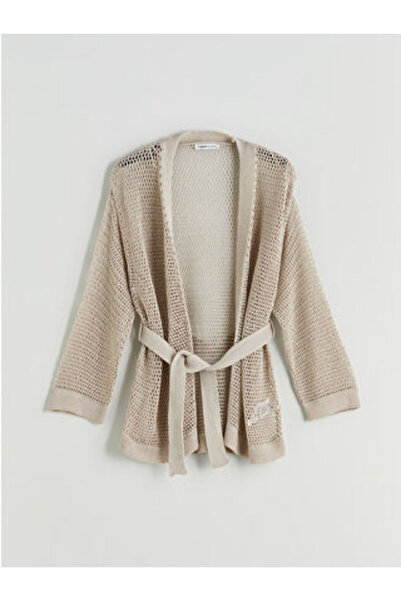 LC Waikiki Modanova Season Beige Shawl Collar Lace-Like Knit Women's Knitwear...