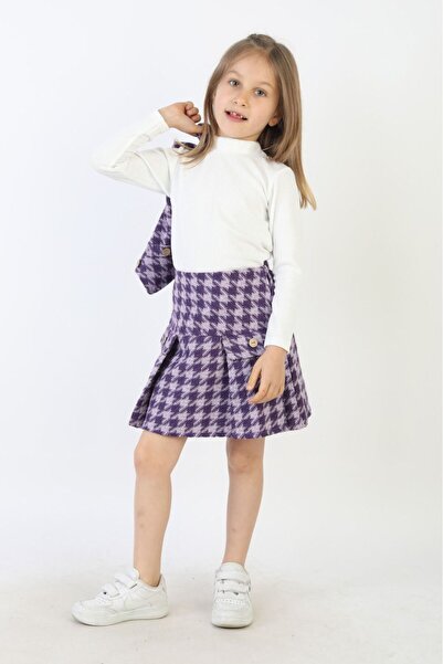 AXXAN Set de cu buzunare piese pentru fete, model Houndstooth cu model Filota...