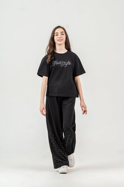 Mışıl Kids True Style Stone Printed Lower Double Leg Stone Printed Girls' Low...