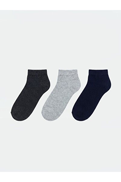 LC Waikiki Rmz Gi̇yi̇m Farkiyla Men's Booties Socks 3-Pack