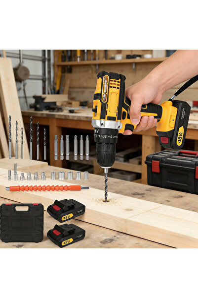 celfu elektronik 48V Cordless Drill 3/8" 2-Speed 25 Torque Electric Drill Dri...