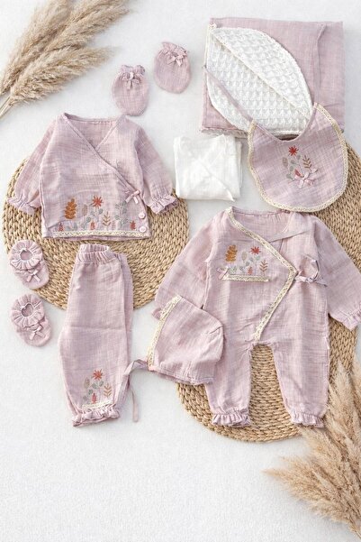 BYS BABY FASHION Transitional Flower Embroidered Newborn Baby Girl Muslin 10-...