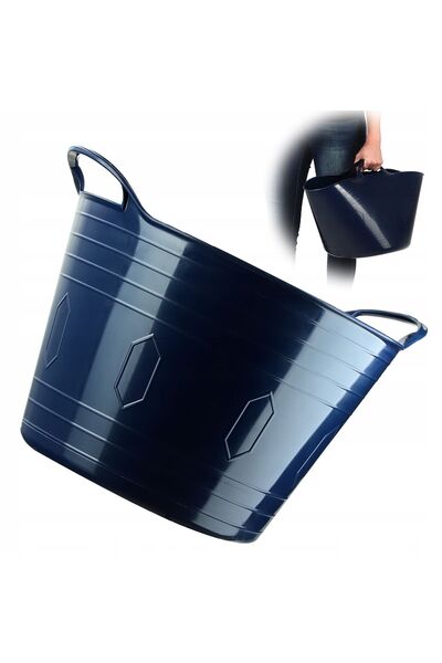KADAX Coș de rufe din plastic, rotund, flexibil, 26 l, albastru marin