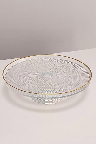 Saatistan Gold Ayaklı Cam Pasta Standı, Şık Sunum ve Kek Servisi için Ideal