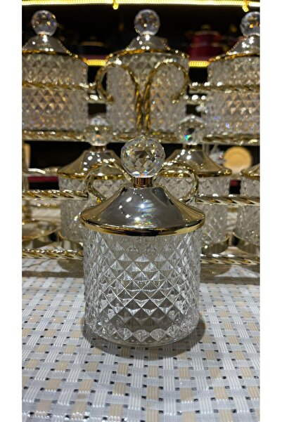 KÖSEOĞLU HOME Jumbo Modern Crystal 7-Piece Spice Container Set with Stand